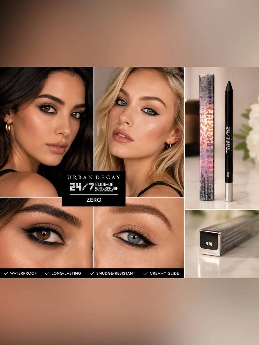Urban Decay 24/7 Glide-On Waterproof Eyeliner Pencil Zero Black New